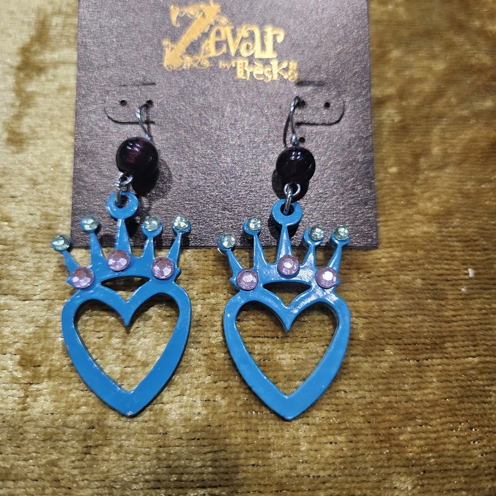 Zevar by Treska Blue Heart Earrings